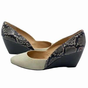 Tahari Suede with Snakeskin Palace Wedge Size 10M